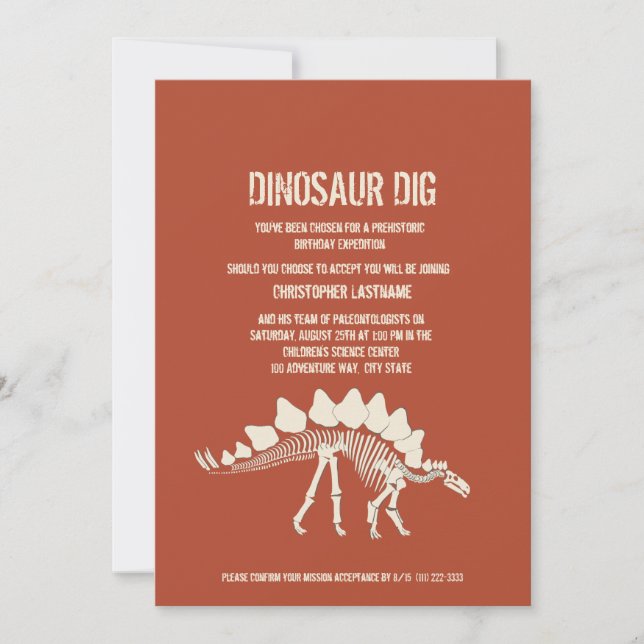 Invitation Anniversaire de Dinosaur (Devant)
