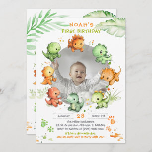 Invitation Anniversaire De Dinosaur Avec Option Photo