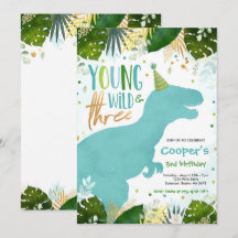 Anniversaire De Dinosaur Young Wild Et Trois Dinos