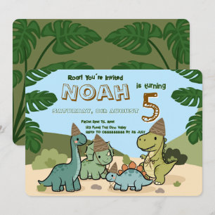Invitation anniversaire de dinosaure mignon Modi
