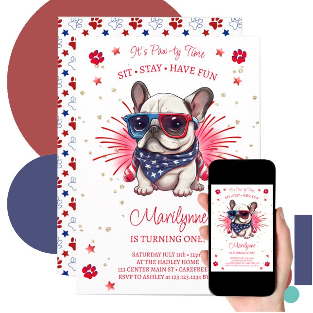 Invitation Anniversaire de Dog Let's Pawty 1 an (Créateur téléchargé)