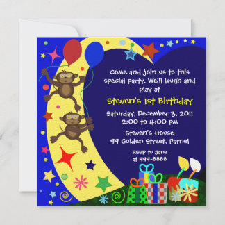 Invitation Anniversaire de enfant : 011 singes