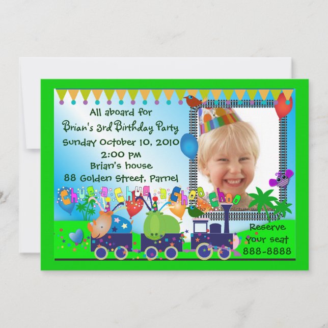 Invitation Anniversaire de enfant 019 : Train (Devant)