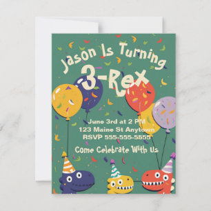 Invitation Anniversaire de enfant 3-Rex Dino sur m