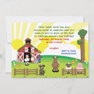 Invitation Anniversaire de enfant animal de ferme Barnyard