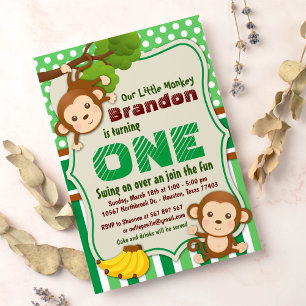 Invitation Anniversaire de enfant animal Jungle Monkey