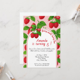 Invitation Anniversaire de enfant Berry Sweet Raspberry