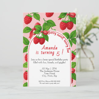 Invitation Anniversaire de enfant Berry Sweet Raspberry