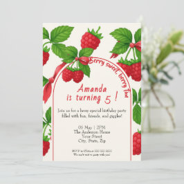 Invitation Anniversaire de enfant Berry Sweet Raspberry