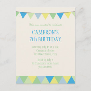 Invitation Anniversaire de enfant bleu de banderole de