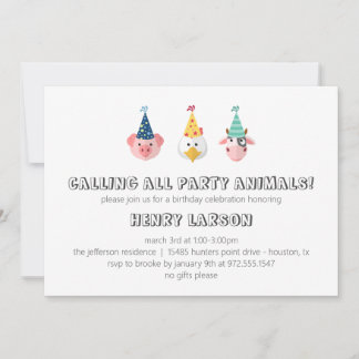 Invitation Anniversaire de enfant d'animaux de ferme à l'Invi