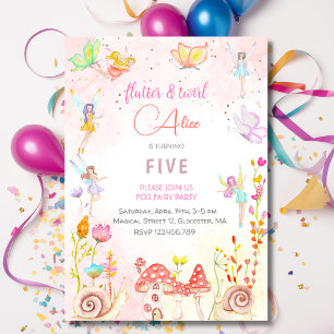 Invitation Anniversaire de enfant d'aquarelle de jardin de fé