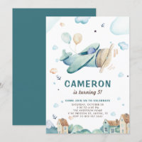 Anniversaire de enfant d'avion vintage Blue Waterc