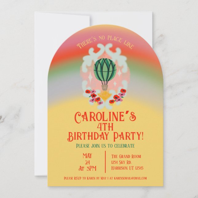 Invitation Anniversaire de enfant de ballon Emerald Hot Air (Devant)