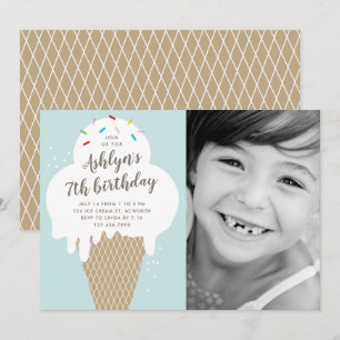 Invitation Anniversaire de enfant de cône de crème glacée