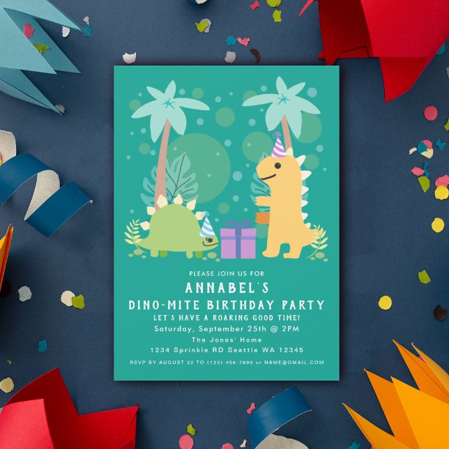 Invitation Anniversaire de enfant de Cute Dinosaur (Créateur téléchargé)