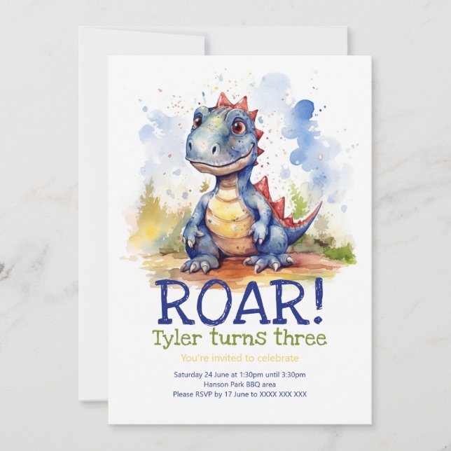 Invitation Anniversaire de enfant de Dinosaur Roar (Devant)