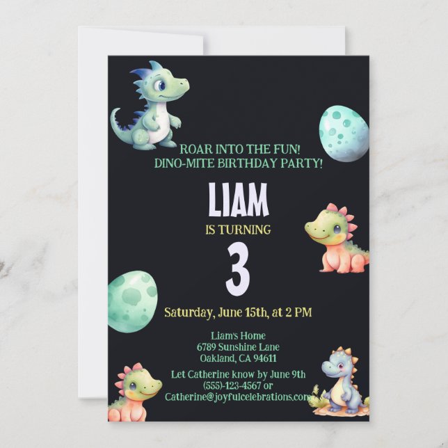 Invitation Anniversaire de enfant de dinosaures jo (Devant)