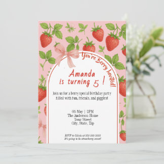 Invitation Anniversaire de enfant de fraise sucrée