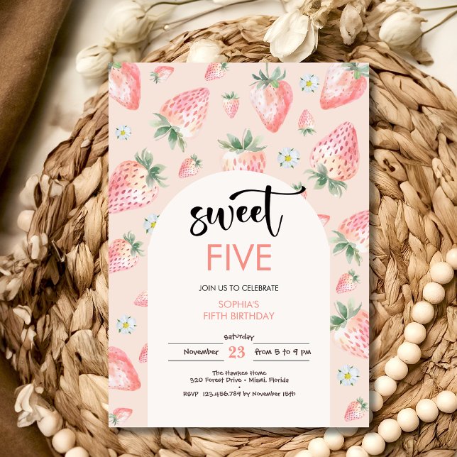 Invitation Anniversaire de enfant de fraise sucrée (Créateur téléchargé)