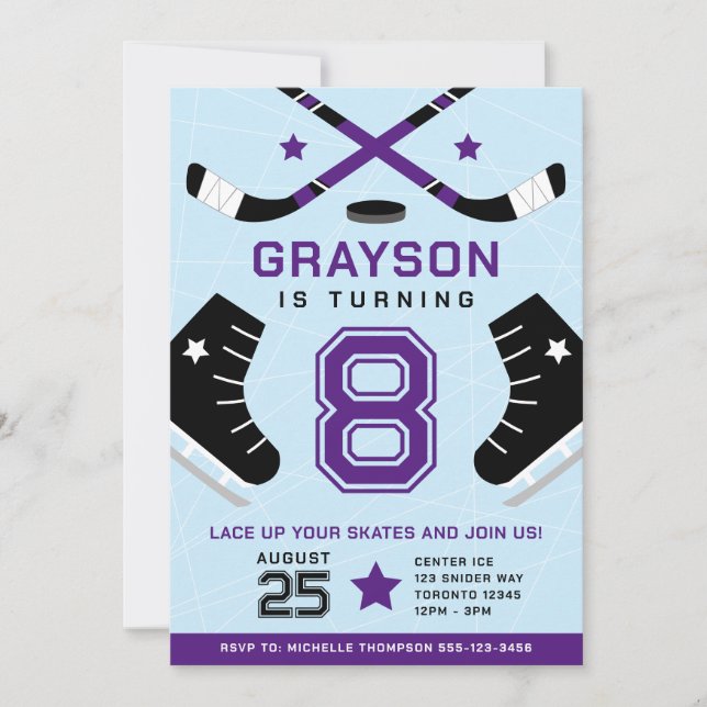 Invitation Anniversaire de enfant de hockey sur glace Invitat (Devant)