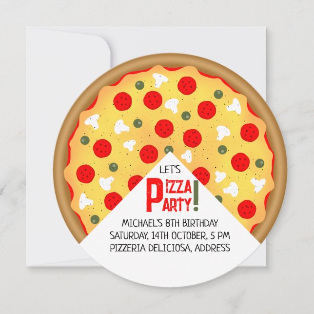 Invitation Anniversaire de enfant de la fête de la pizza (Devant)