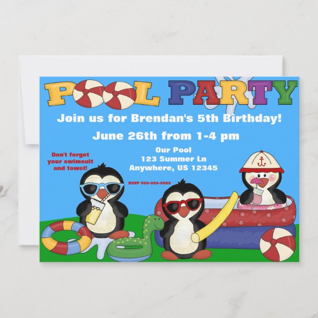 Invitation anniversaire de enfant de la fête du po (Devant)
