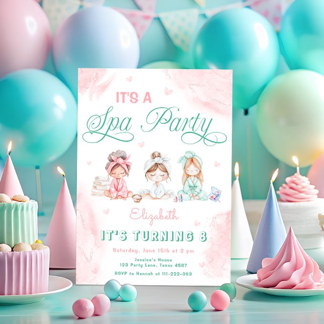 Invitation Anniversaire de enfant de la fête spa (Créateur téléchargé)