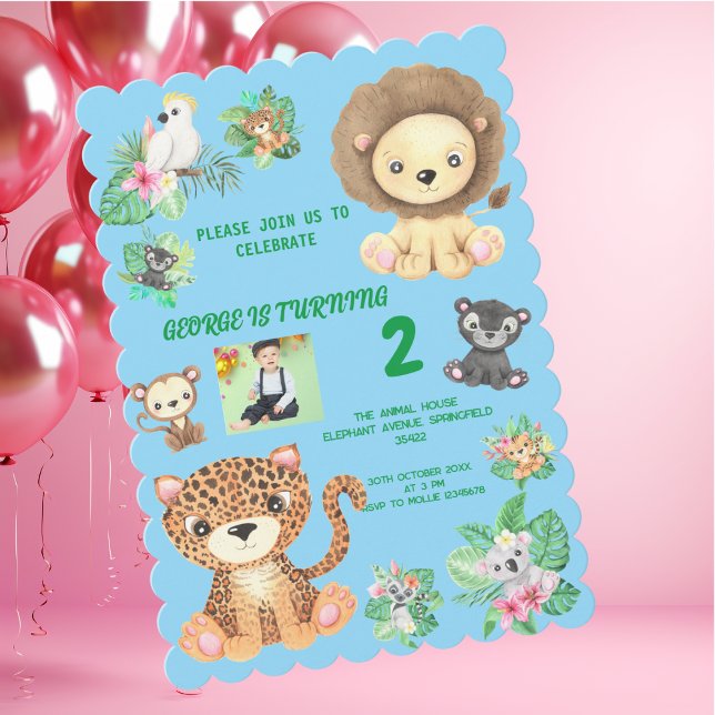 Invitation Anniversaire de enfant de la jungle de Safari trop (Créateur téléchargé)