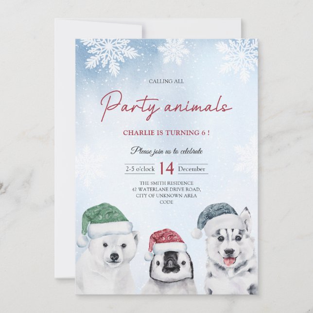 Invitation Anniversaire de enfant de la partie de l'Arctique  (Devant)