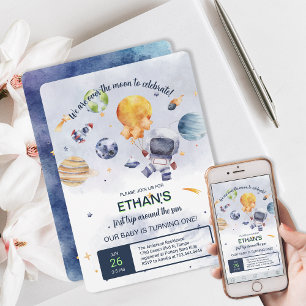 Invitation Anniversaire de enfant de la partie spatiale Astro