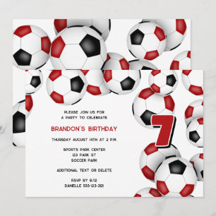 Invitation anniversaire de enfant de la soirée noire rouge