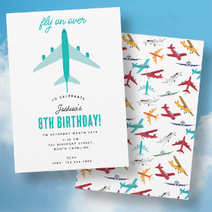 Invitation Anniversaire de enfant de l'avion volez sur