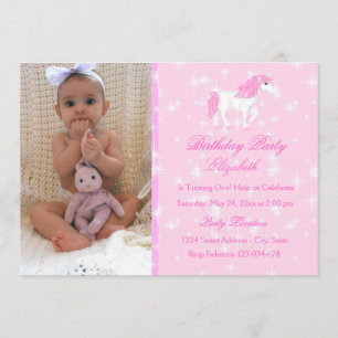 Invitation Anniversaire de enfant de licorne rose