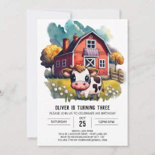 Invitation Anniversaire de enfant de Little Cow Wonderland