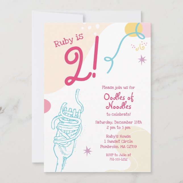 Invitation Anniversaire de enfant de nouilles (Devant)