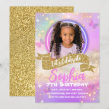 Invitation Anniversaire de enfant de papillon rose