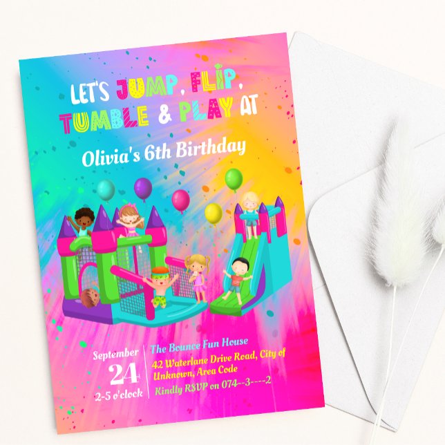 Invitation Anniversaire de enfant de saut de maison de rebond (Créateur téléchargé)