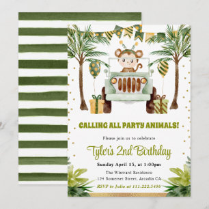 Invitation Anniversaire de enfant de singe de la jungle