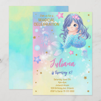 Invitation Anniversaire de enfant de sirène magiqu