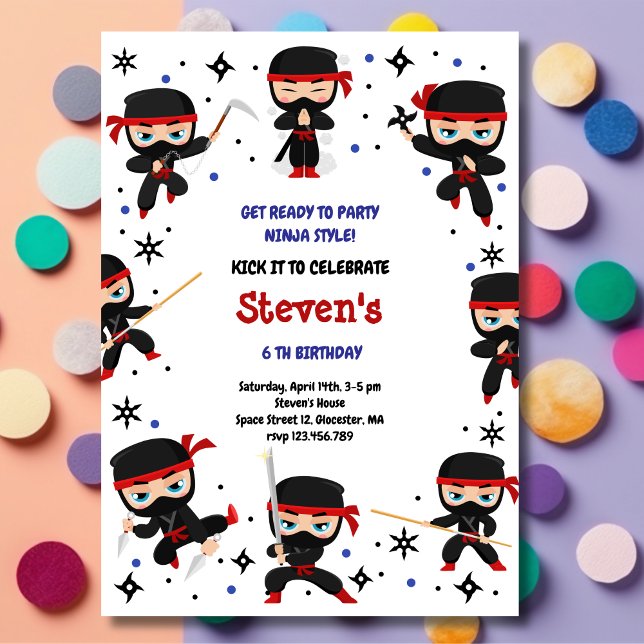 Invitation Anniversaire de enfant de style Ninja (Créateur téléchargé)