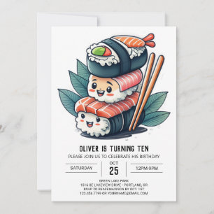 Invitation Anniversaire de enfant de sushi personnalisé