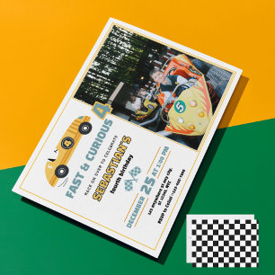 Invitation Anniversaire de enfant de voiture de course Invita