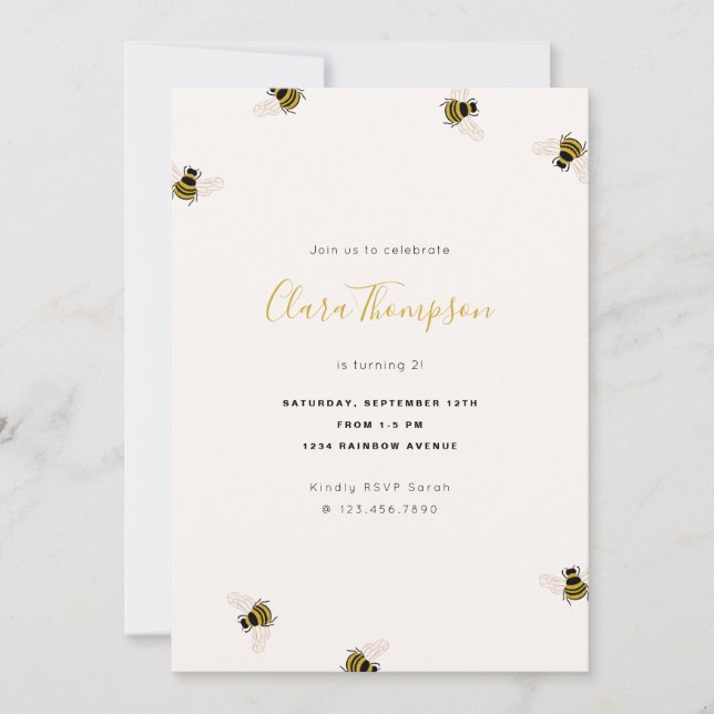 Invitation Anniversaire de enfant des abeilles de  (Devant)