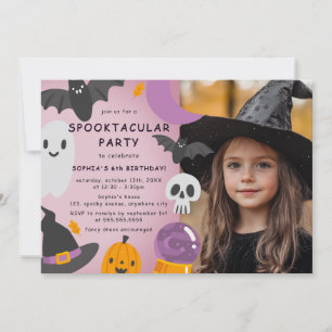 Invitation Anniversaire de enfant d'Halloween violet orange