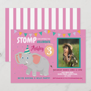 Invitation Anniversaire de enfant du parti Eléphant Photo Pin