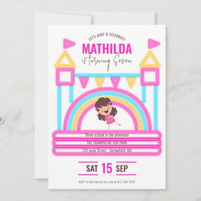 Invitation Anniversaire de enfant du parti Trampoline Bounce  (Devant)