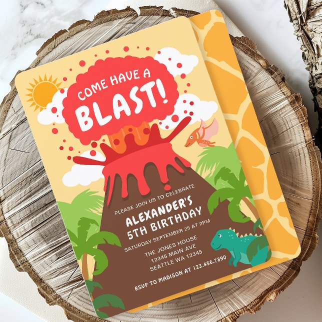 Invitation Anniversaire de enfant du volcan Dinosaur (Créateur téléchargé)