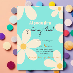 Invitation Anniversaire de enfant floral Retro Daisy