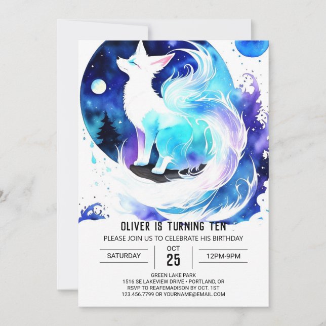 Invitation Anniversaire de enfant Fox personnalisé (Devant)